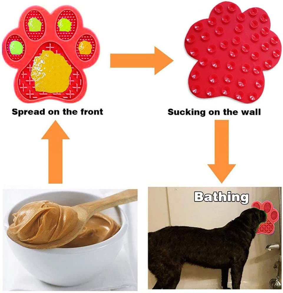 Tapis à lécher pour chien pour l'anxiété, distributeur lent de beurre de cacahuète, gamelles pour chien, tapis à lécher pour chien avec forte aspiration murale pour le bain, le toilettage et le dressage des animaux de compagnie