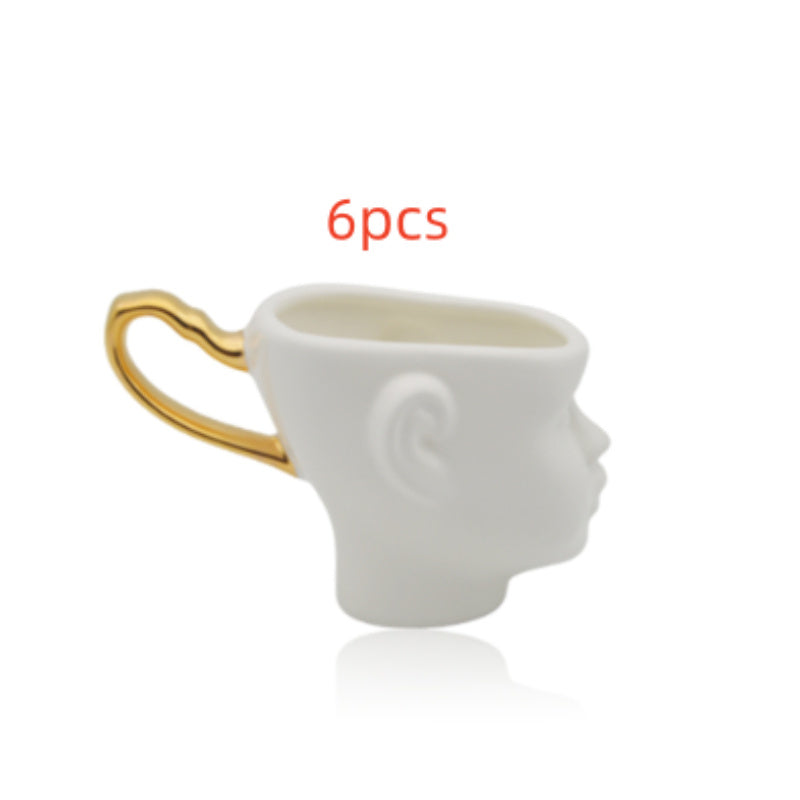 Nordic Style Personality Creative Face Mug Couple Ceramic Coffee Cup Milk Tea Cup Doll Doll Head Coffee Cup