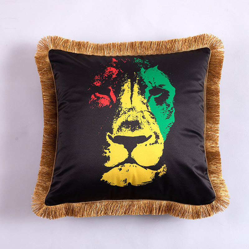 American Light Luxury Artificial Silk Home Leopard Leaf Skull Sofa Cushion