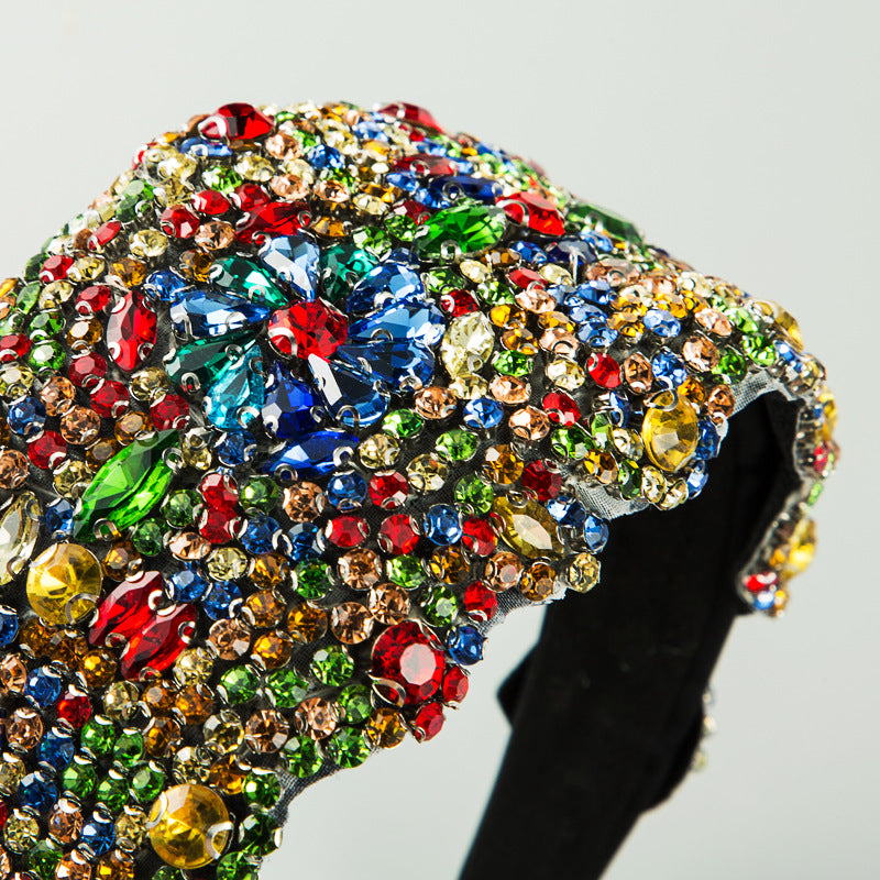 Starry Sky Color Rhinestone Wide Brim Hair Band Female Online Influencer Fabric Personalized Headdress