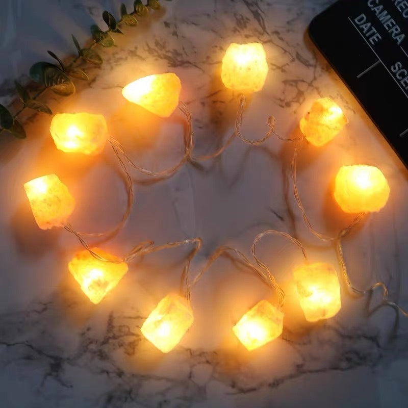 Crystal Salt Light LED Lighting Chain Himalayan Rose Salt Light Decorative String USB Salt Stone Night Light