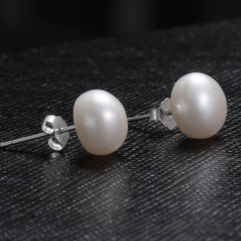 Sterling Silver Natural Pearl Earrings For Men And Women