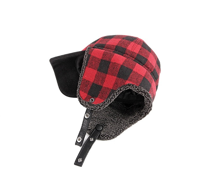 Trendy Plus Velvet Thick Plaid Ear Protection Cotton Cap Men