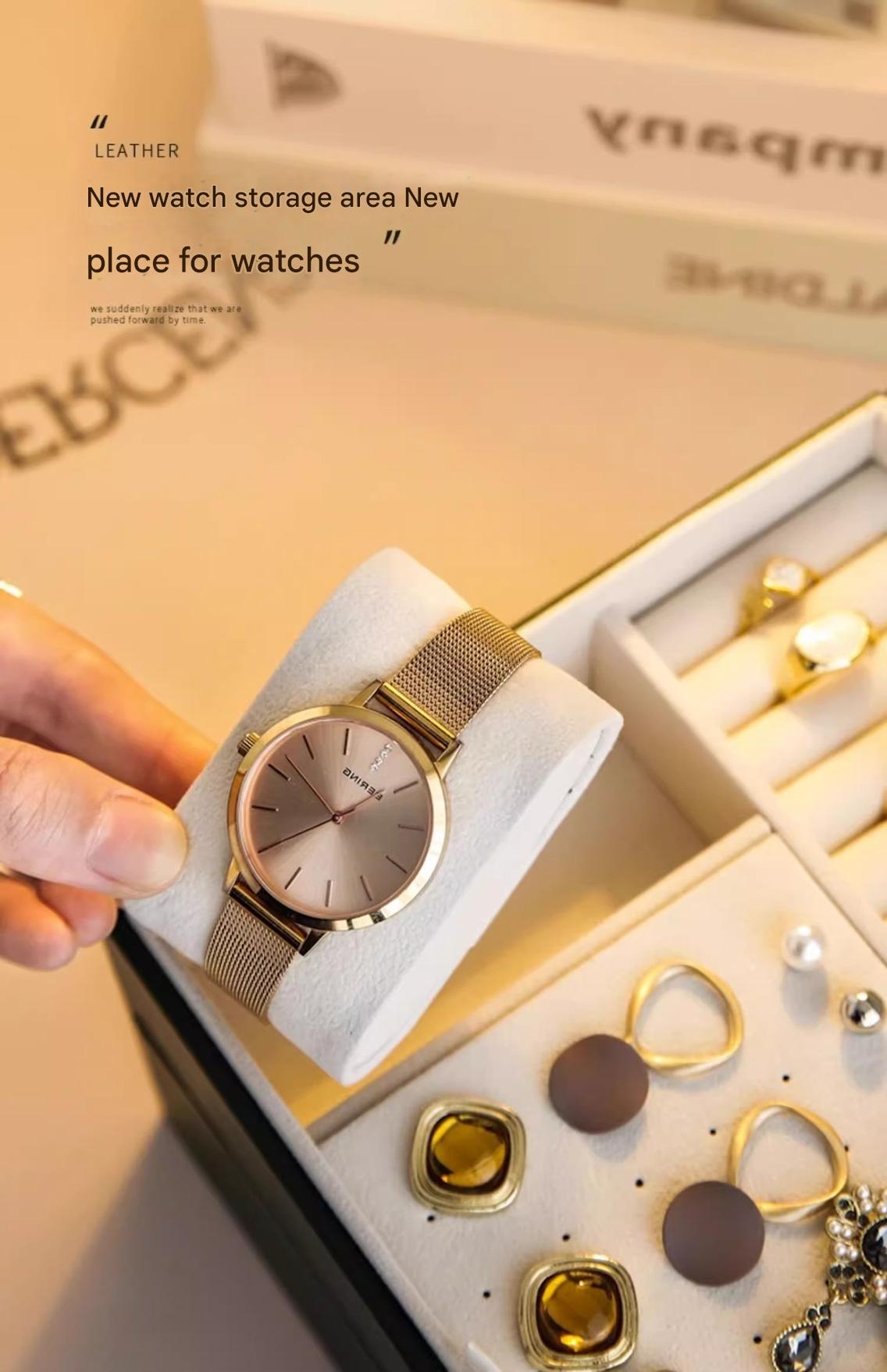 Large Capacity Jewelry Box Leather Three-Tier Drawer Accessories Storage Box Gold Jewelry Necklace Earring Bracelet Storage Box