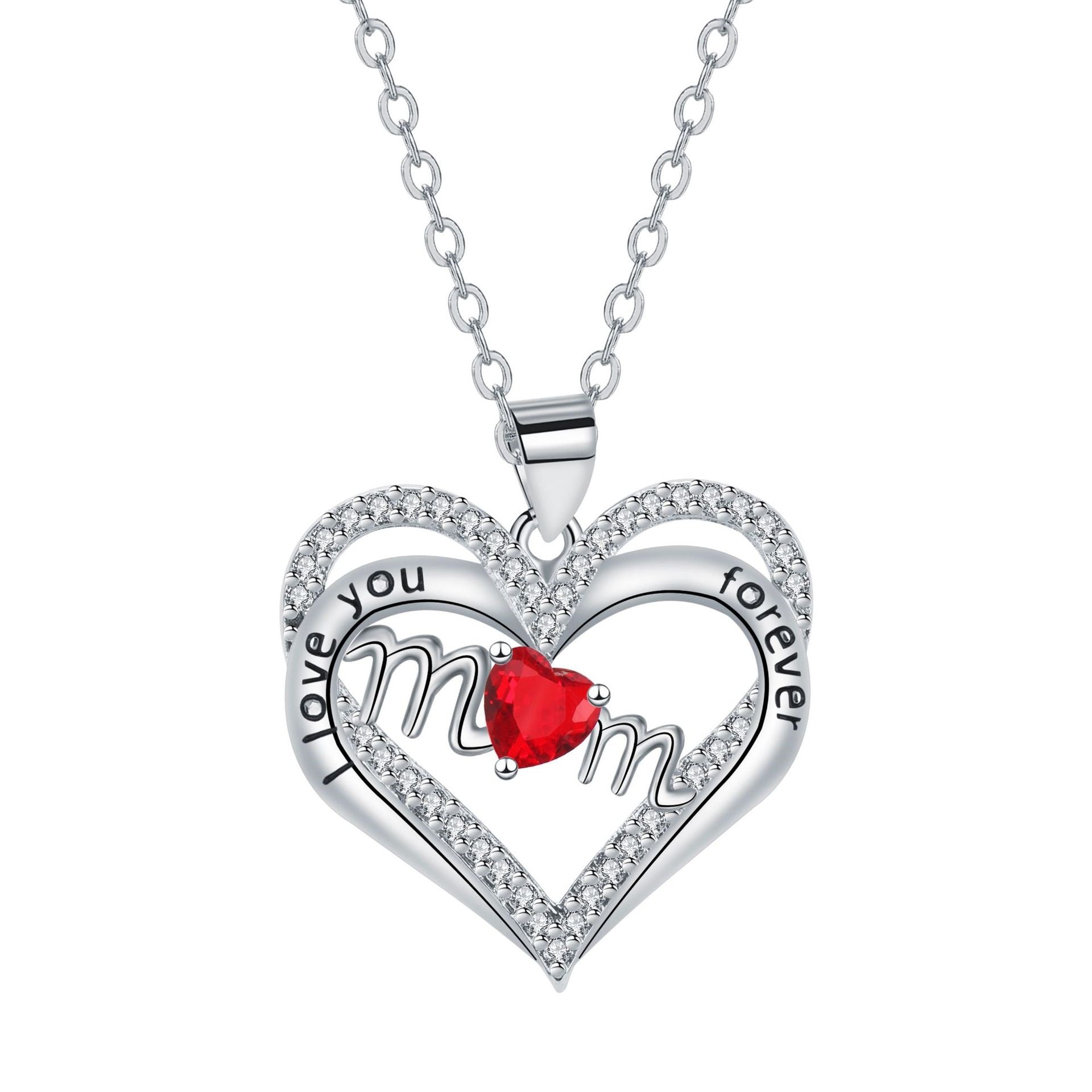 MOM Pendant Mother's Day Gift Necklace Pairs Heart Trendy Jewelry
