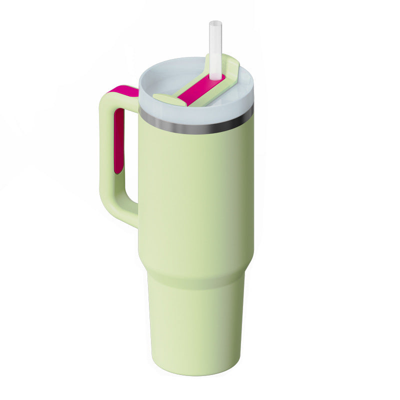 Gobelet isotherme 1,2 L avec poignée et paille, en acier inoxydable, anti-déversement, tasse à café isotherme sous vide avec couvercle, mug conique, cadeaux pour la Saint-Valentin, convient pour la voiture, la salle de sport, le bureau, les voyages