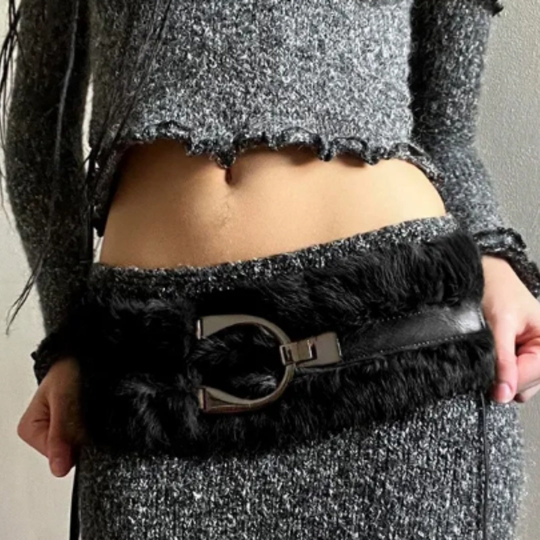 Faux Fur Waist Belt Plush