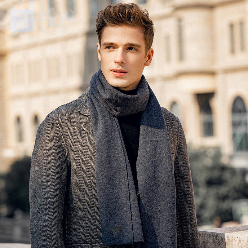Men's Solid-color Wool Knitted Scarf