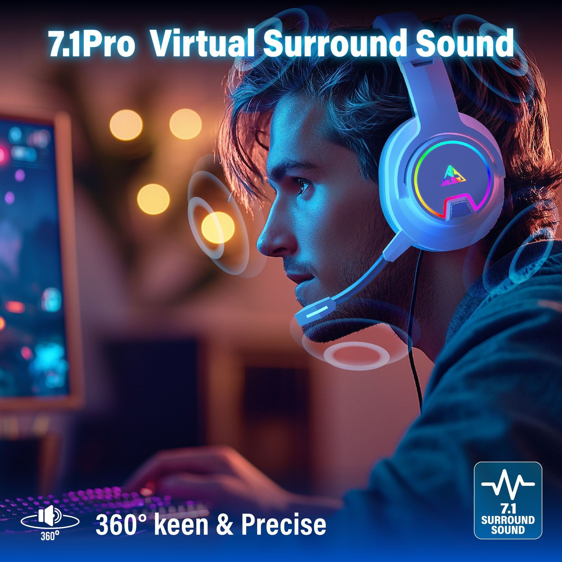 Low-latency Head-mounted Luminous Gaming Headset For E-sports