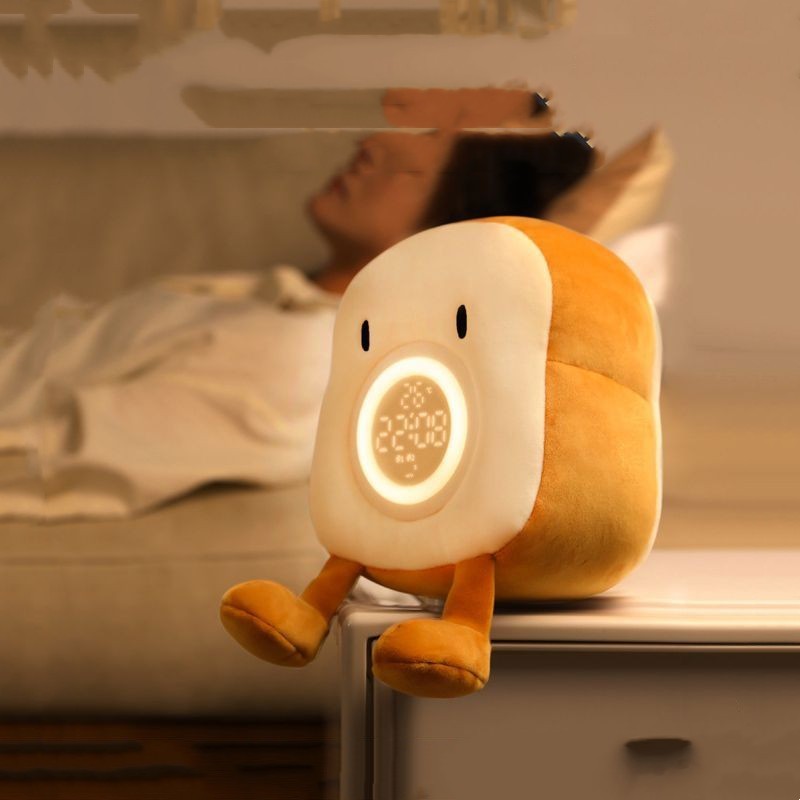 Plush Toast Alarm Clock Light School Gift Dormitory Bedroom