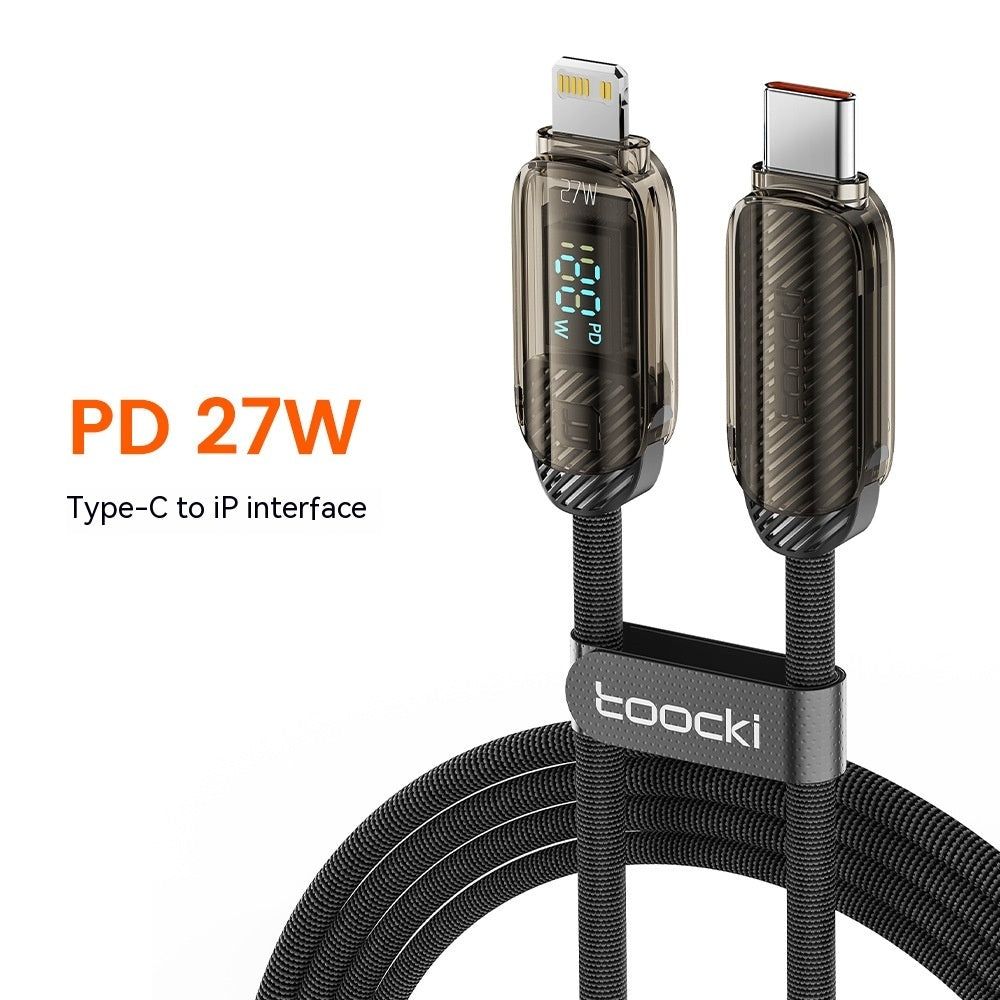 Transparent Digital Display PD27W Fast Charging Data Cable
