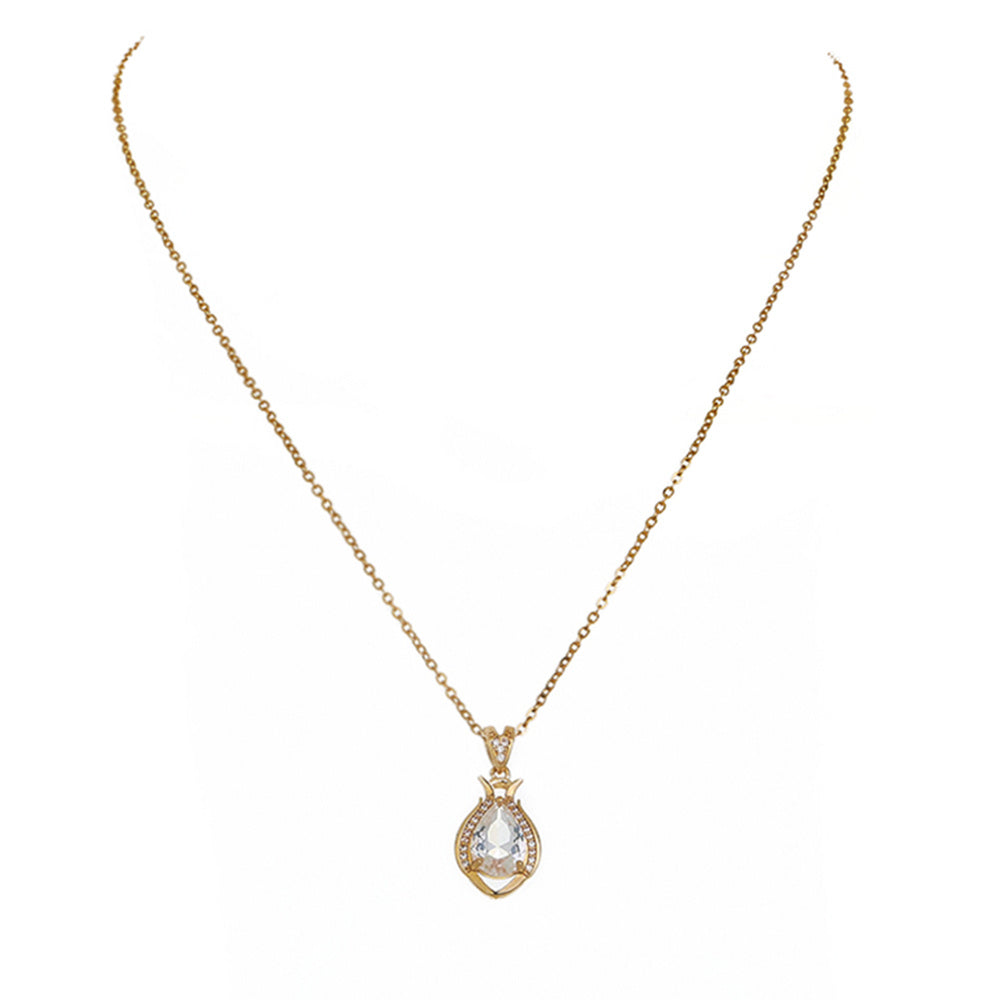 European and American necklace jewelry Light luxury simple style niche perfume bottle water drop transparent crystal zircon necklace accessories