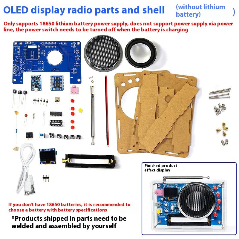 OLED Display Radio Assembly Kit Rechargeable FM Radio Circuit Board Welding Electronic DIY Production