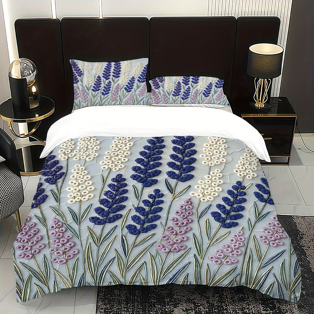 Quicksand Floral Print Bed Sheet Three-Piece Bedding Set
