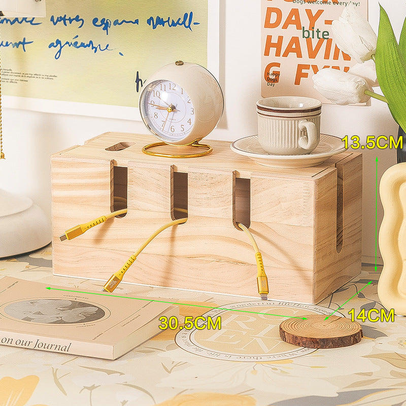 Solid Wood Eco-friendly Cable Management Box Power Strip Storage Box