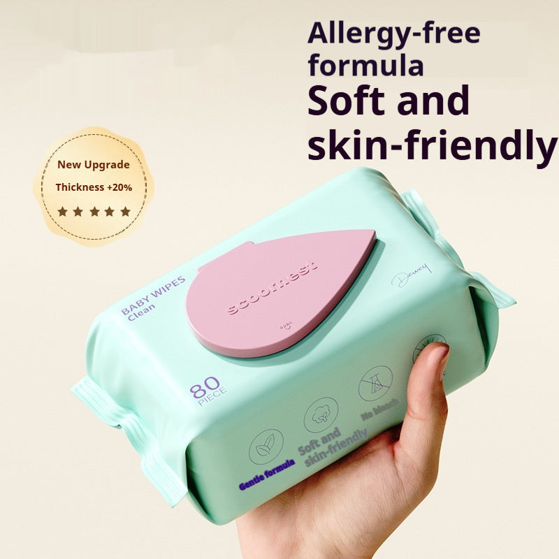 Lingettes humides pour bébés, spéciales nouveau-nés, pour mains, bouche et fesses, lingettes pour enfants, 80 lingettes, grand sac, format familial économique