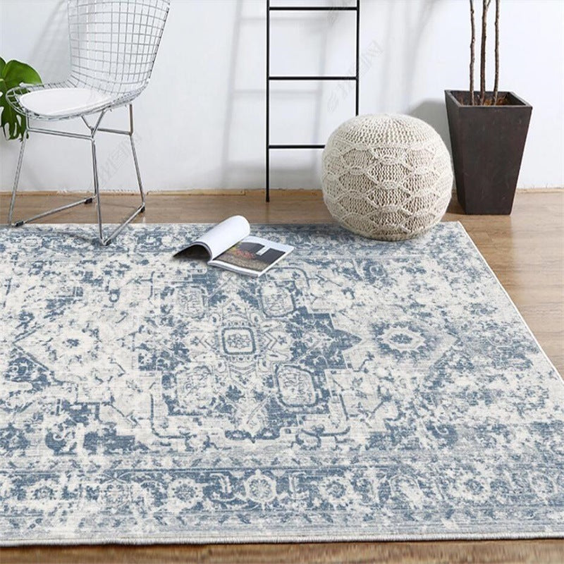 American Country European New Classical Retro Distressed Blue Living Room Bedroom Kitchen Bedside Carpet Floor Mat