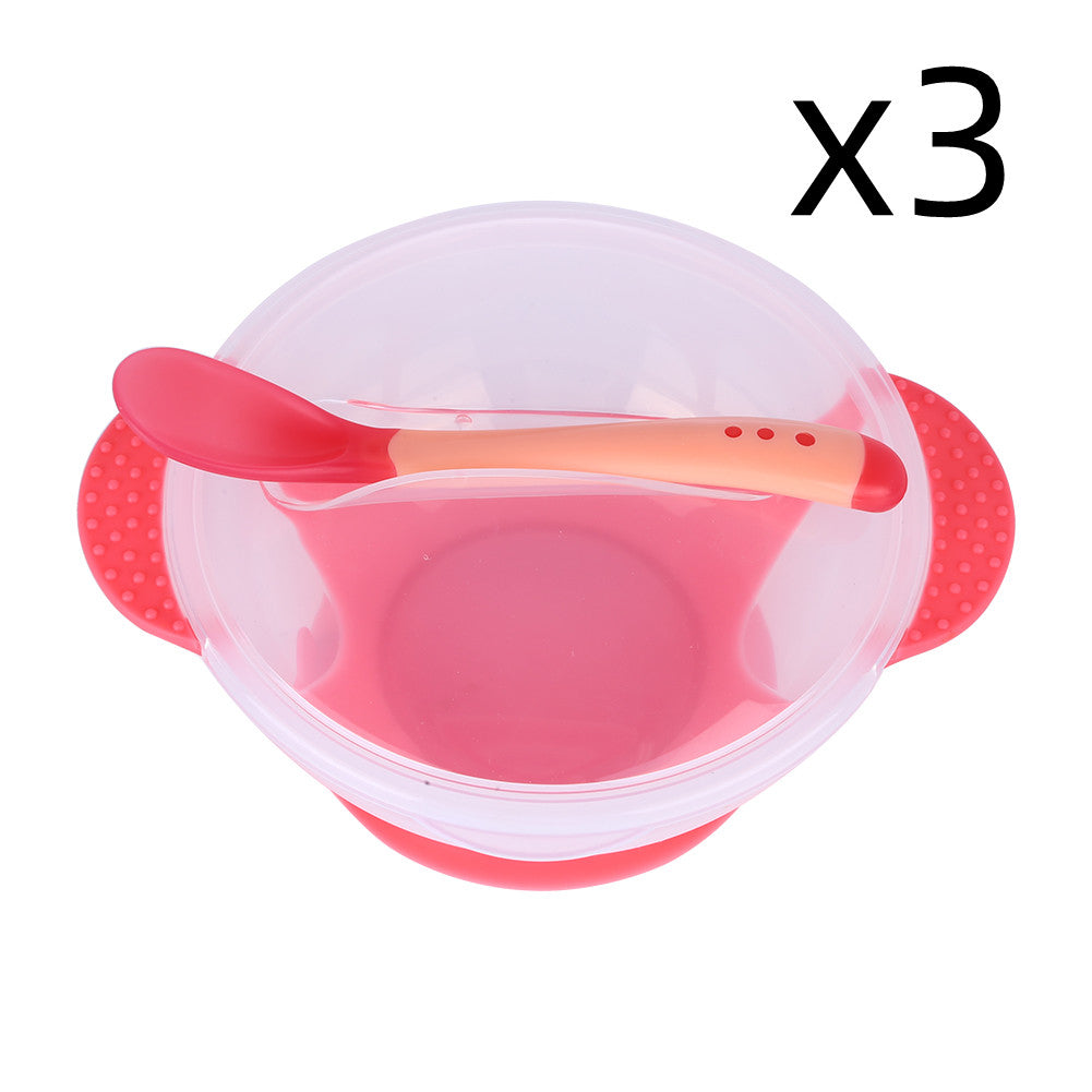 Vaisselle de bébé Assiette à ventouse avec cuillère thermosensible Alimentation de bébé Bols d'alimentation pour bébé