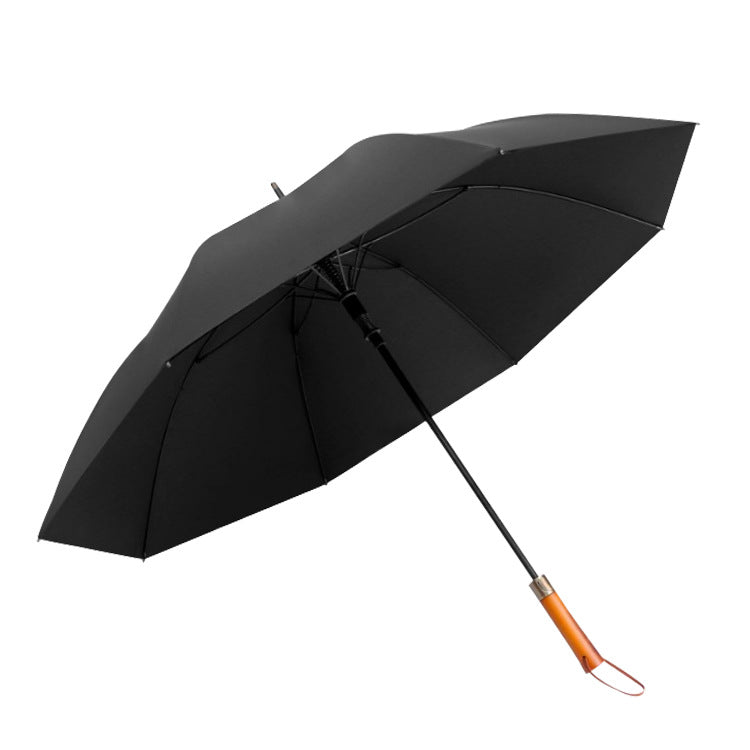 8 Bone Automatic Wooden Handle Umbrella Long Handle Straight Pole