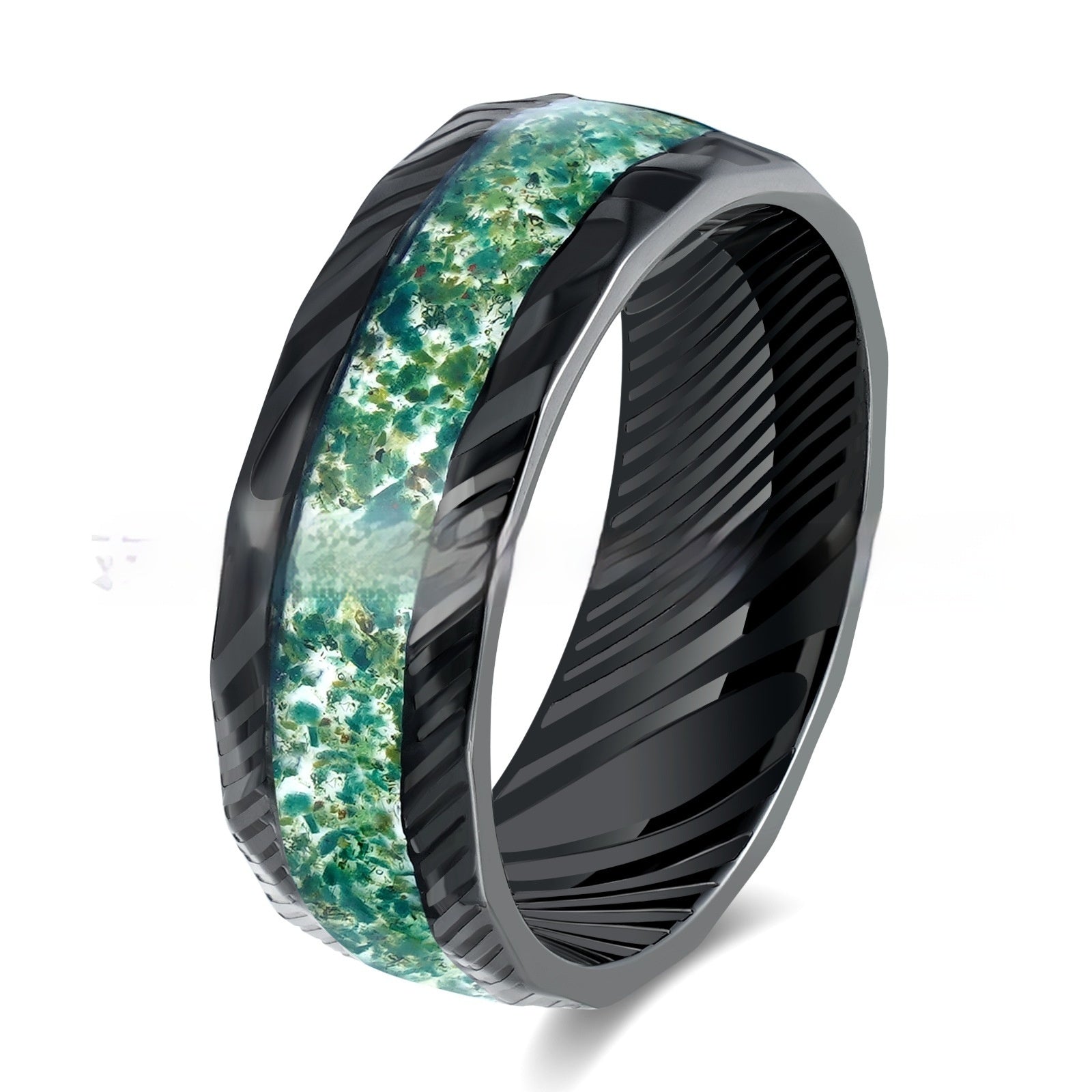 Men's Electric Black 8mm Stainless Steel Ring