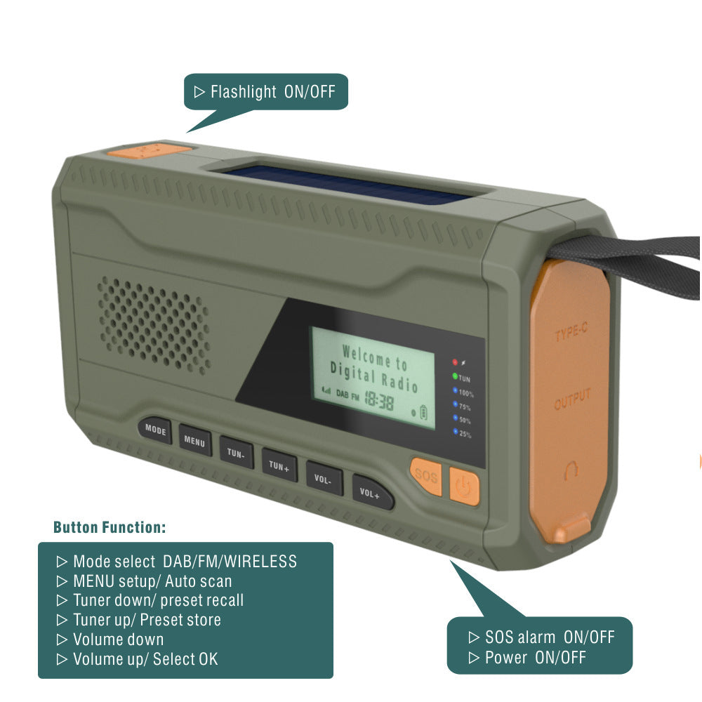 Emergency Radio With Bluetooth Function Hand Solar