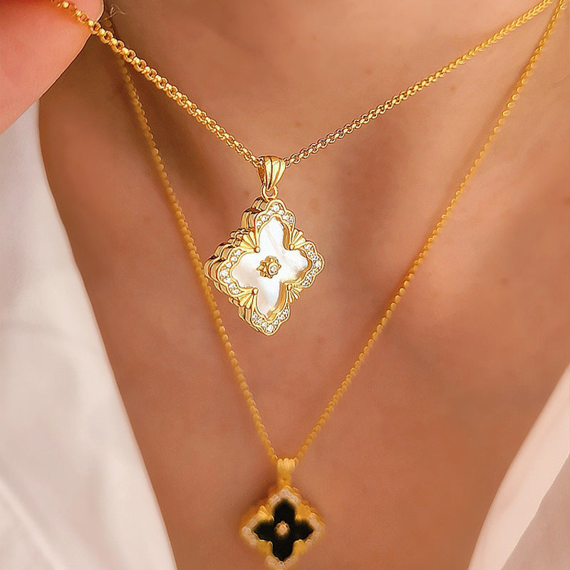 European And American S925 Silver Geometric Necklace Women's Fashion