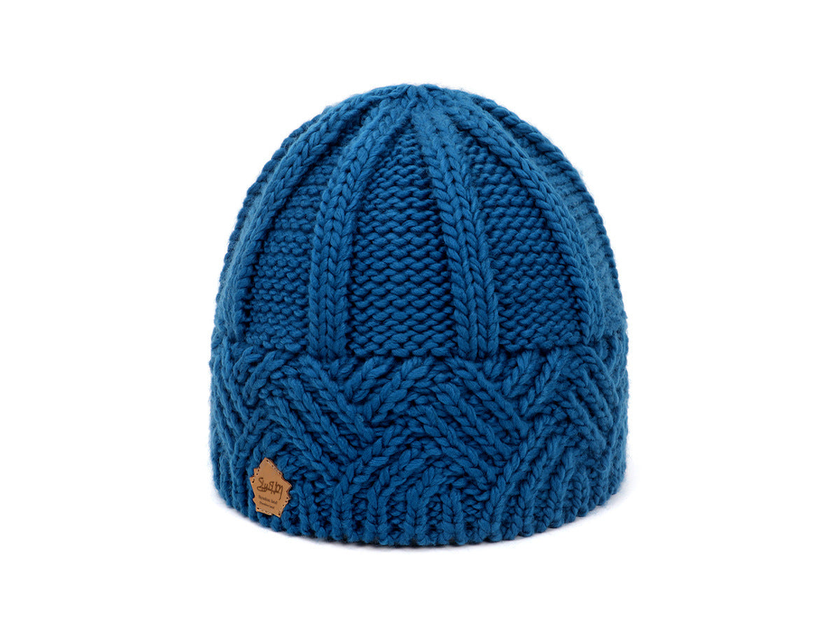 Retro Style Rhombus Lattice Thick Needle Wool Knit Hat