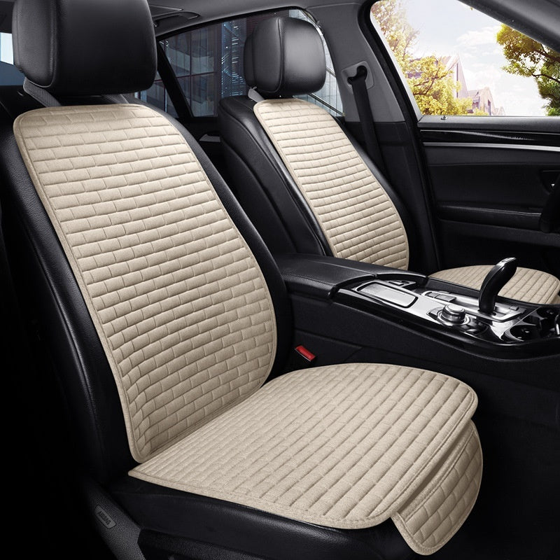 Linen Car Seat Cushion Three-piece Seat Protective Pad