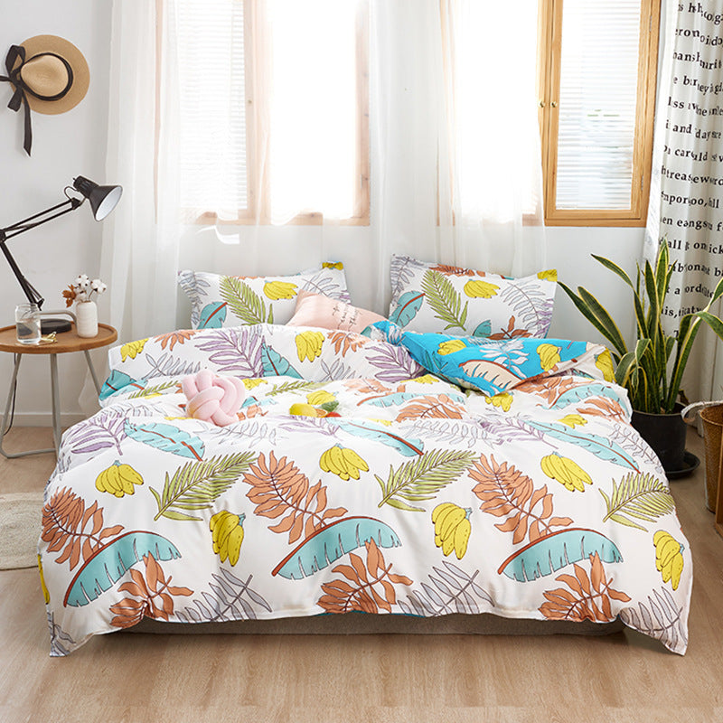Washed Cotton Four-piece Bedding Set Autumn Single