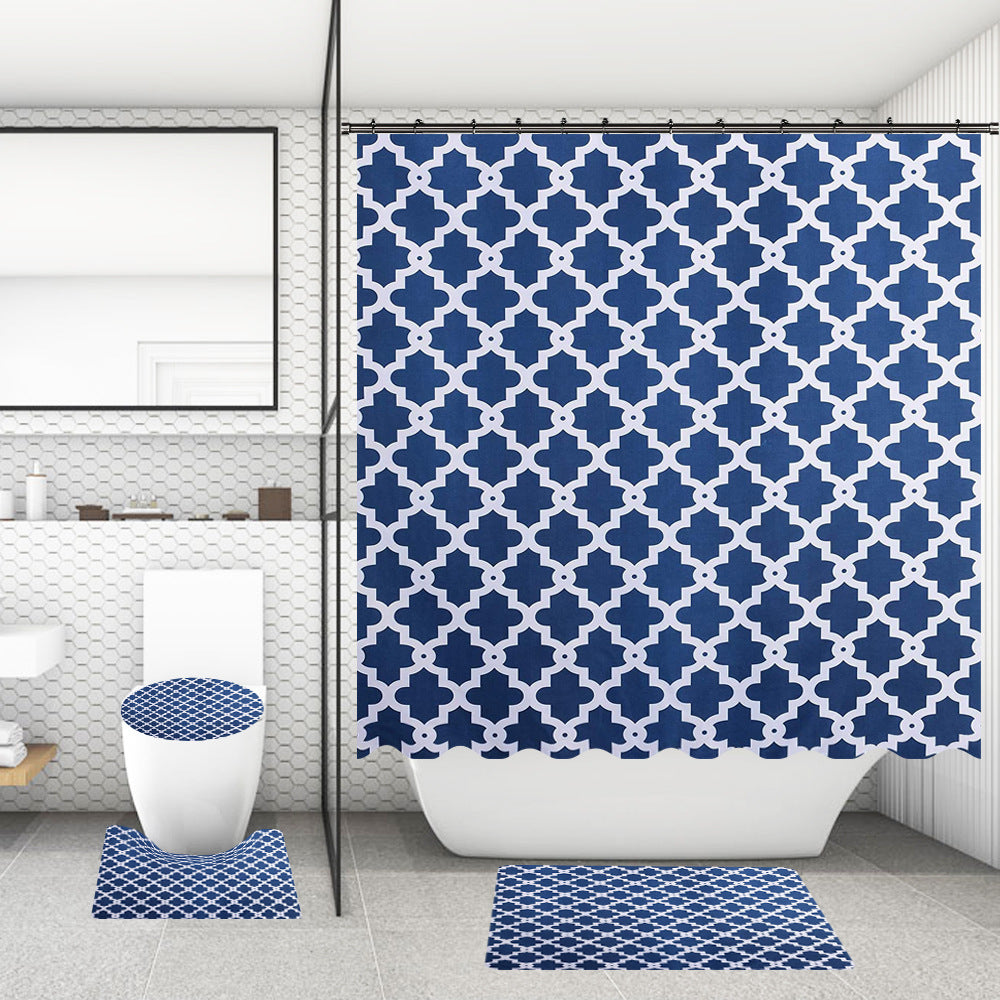 Bathroom Shower Curtain Floor Mat Suit Ocean World Printing