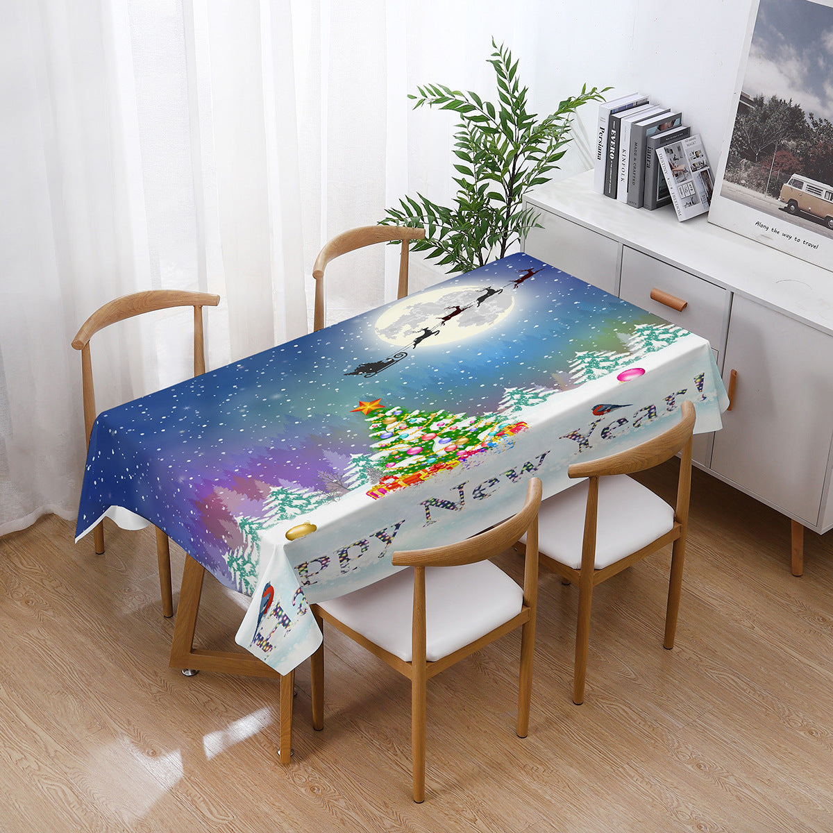 Printed Christmas Polyester Tablecloth Rectangular