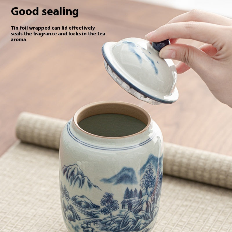 Tea Jar Porcelain Sealed Medium Storage