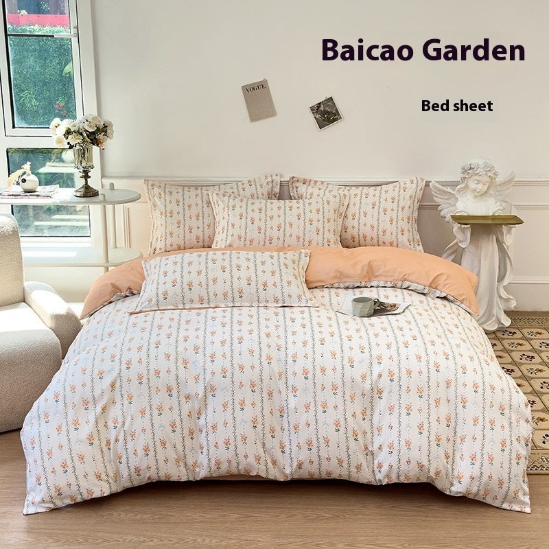 Four Seasons Woolen Cotton Four-piece Quilt Cover Bed Sheet Dormitory Set