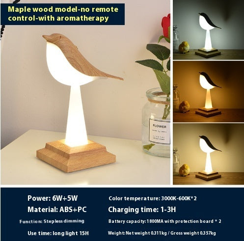Bedroom Bedside Bird Square Night Light Charging Touch Atmosphere Table Lamp