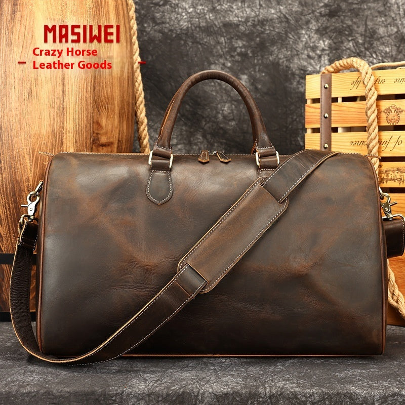 Sac bandoulière grande capacité en cuir vintage de voyage