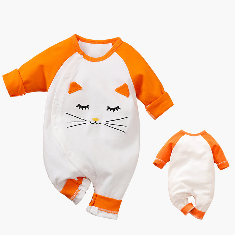 Grenouillère Bébé Dessin Animé en Coton à Manches Longues et Boutons Pression