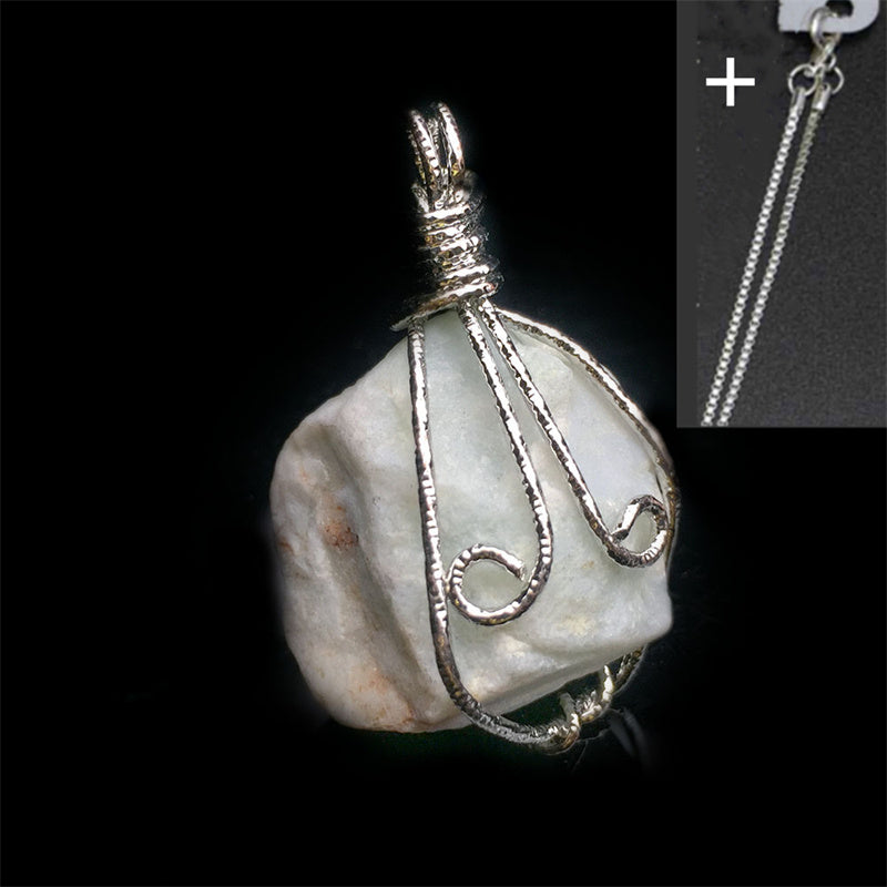 Natural Crystal Agate Rough Stone Pendant Irregular Winding
