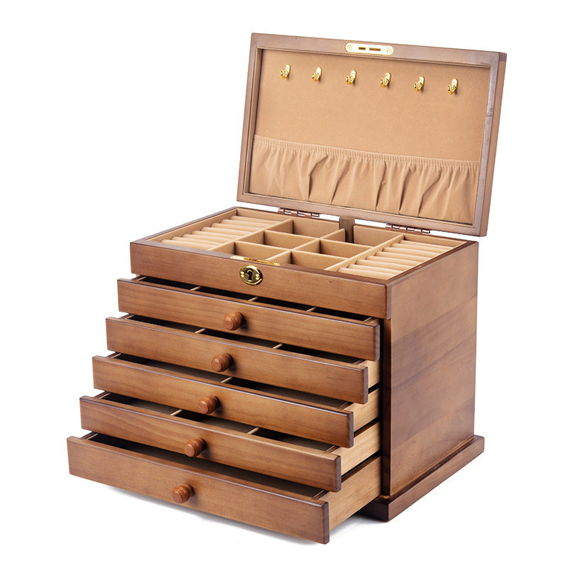 Antique Household Multi-layer Retro Solid Wood Jewelry Storage Box