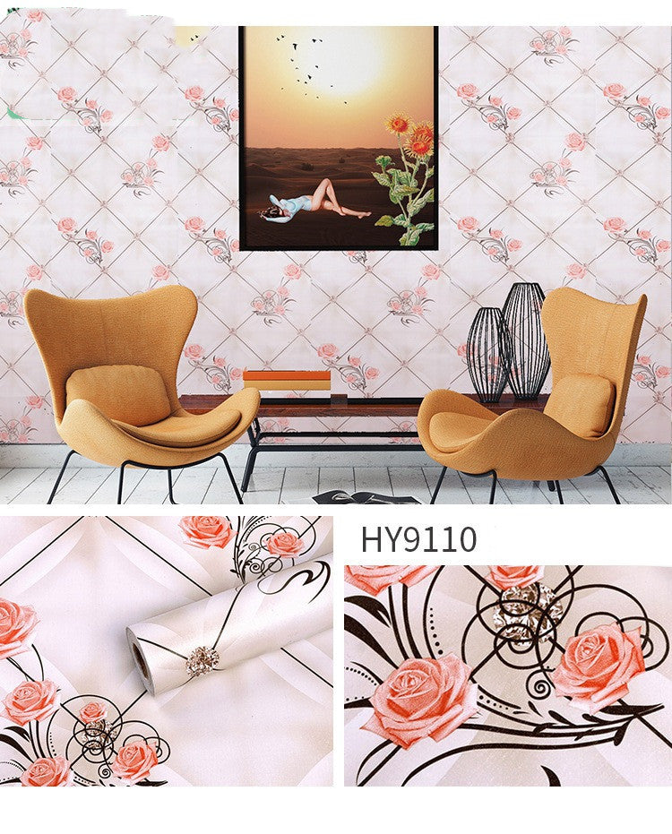 Large Flower Wallpaper Mixed With Family Style