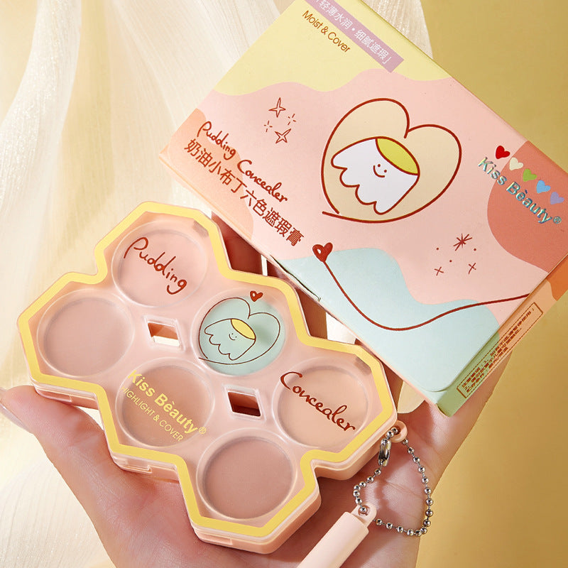Cartoon Cream Pudding Six Color Concealer Natural Waterproof