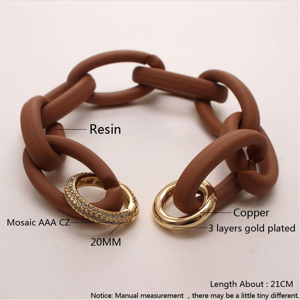 Fashion Resin Geometric Panel Acrylic Micropaved Zircon Bracelet