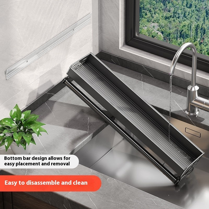 Gun Gray Kitchen Storage Rack Alumimum Punch-free Multi-functional Household