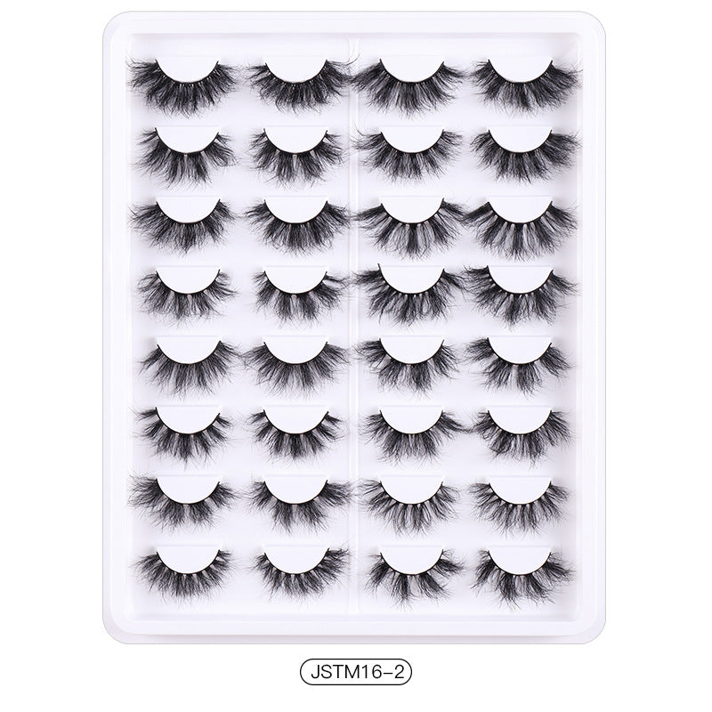 16 Pairs Of Hand Fried Hair Curling Thick False Eyelashes