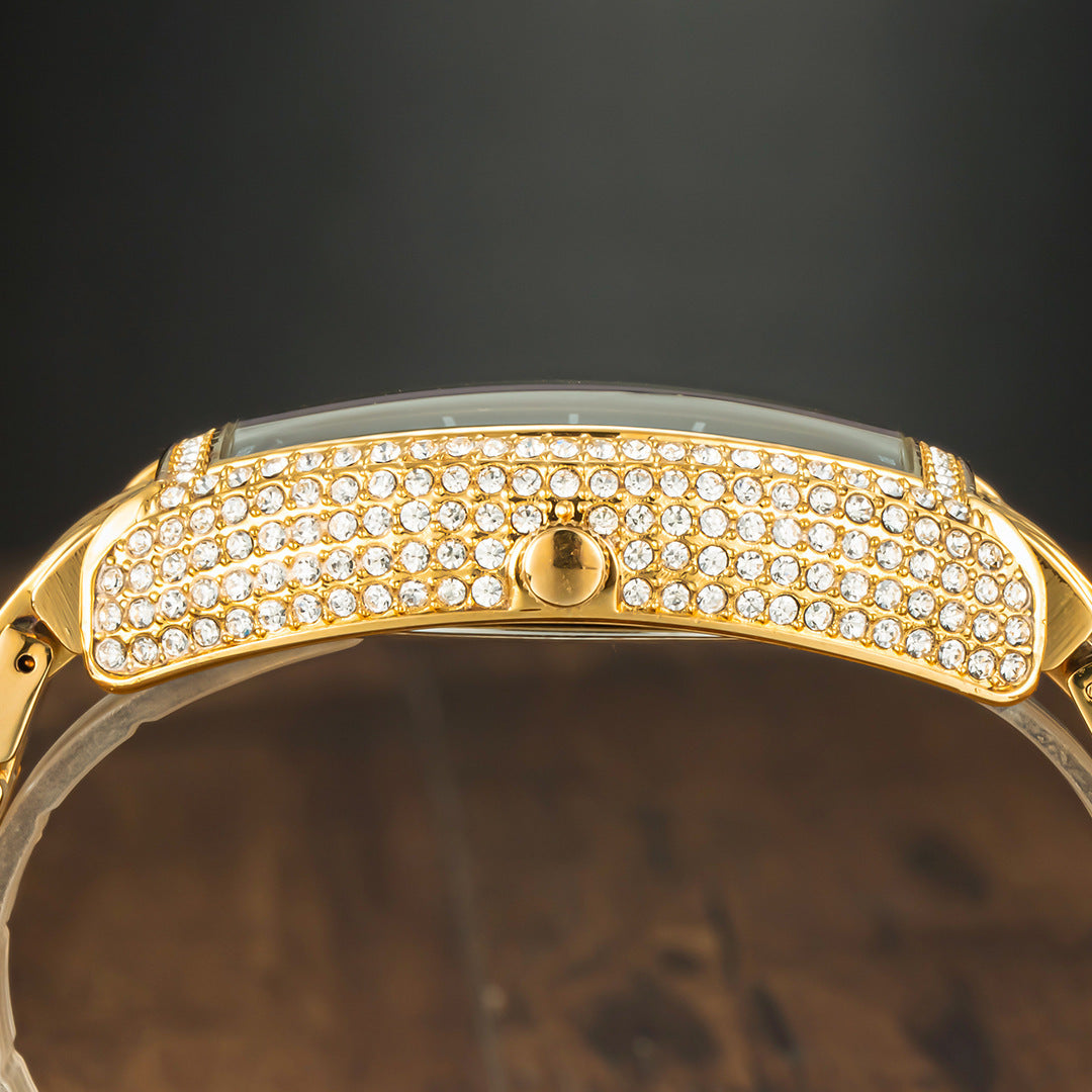 Montre pour hommes à grand cadran, entièrement incrustée de diamants, en forme de seau