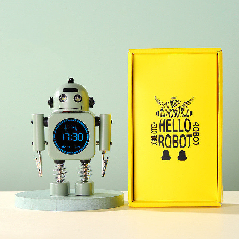 The New Robot Alarm Smart Desktop Bedside Clock Mute
