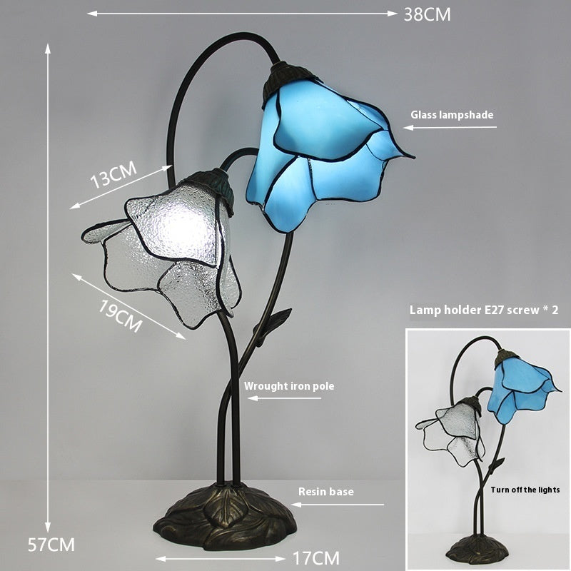 Retro American Desk Luxury Classical Sofa Tea Art Glass Table Lamp