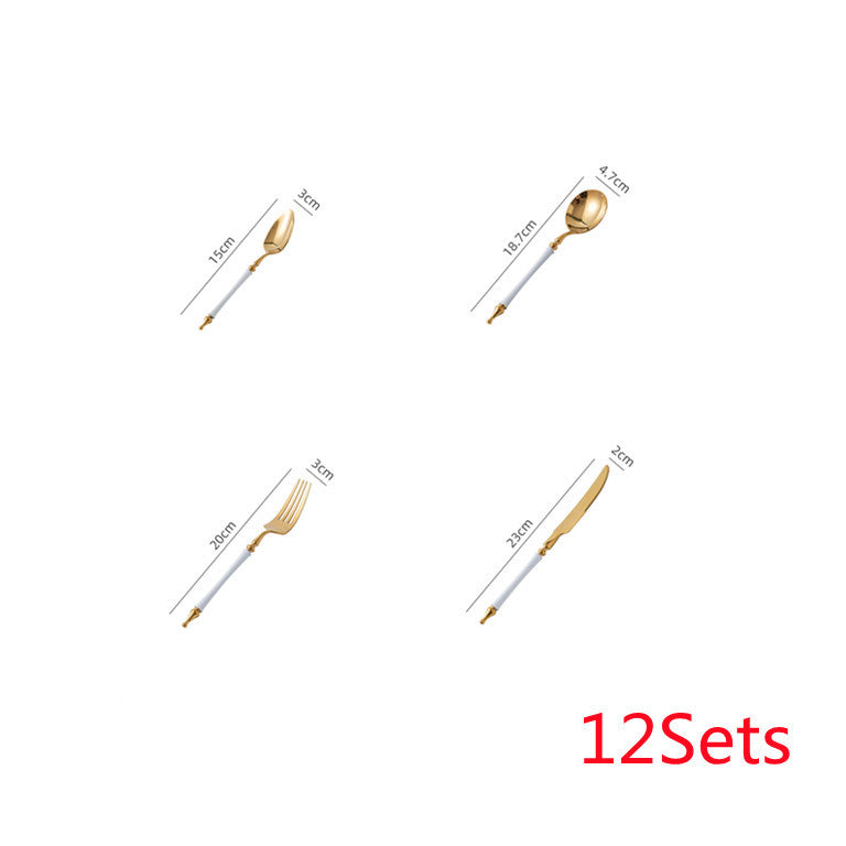 Steak Golden Knife Fork And Spoon Three-piece Set