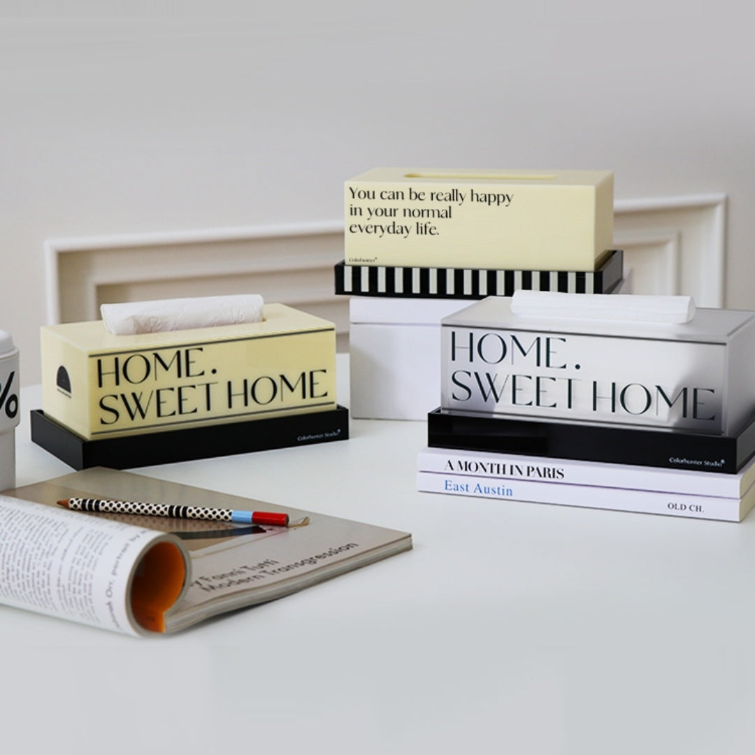 Simple Acrylic Tissue Box With High-end Light Luxury Decorations
