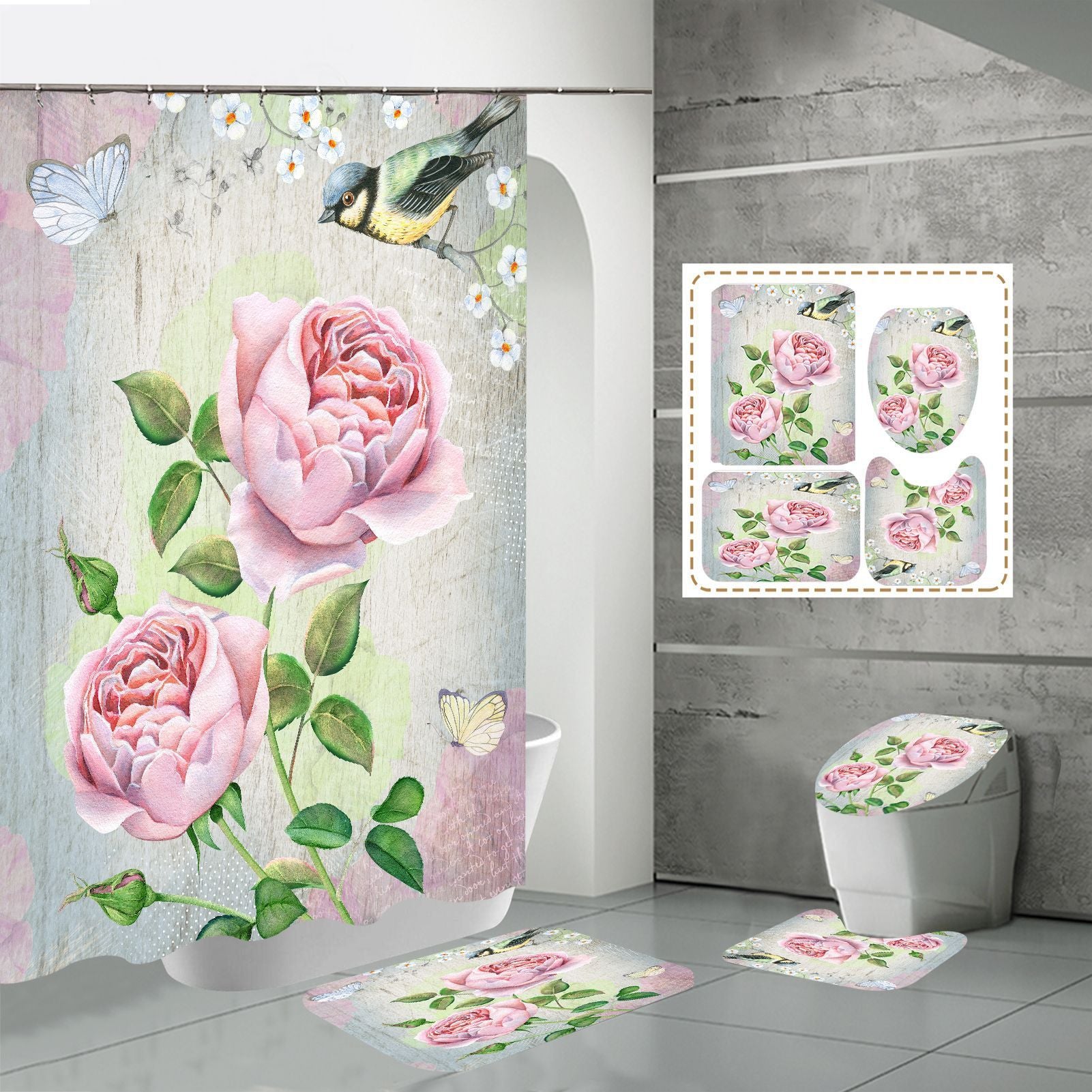 3D HD Digital Printing Bathroom Shower Curtain