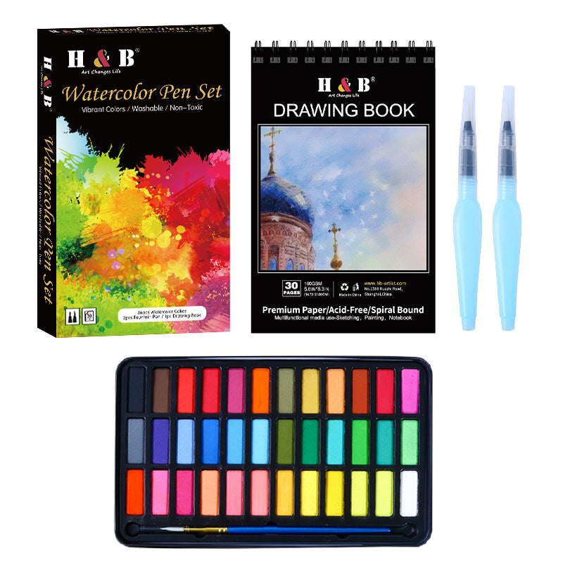 40 Pieces Solid Watercolor Painting Set 36 Colors Paints